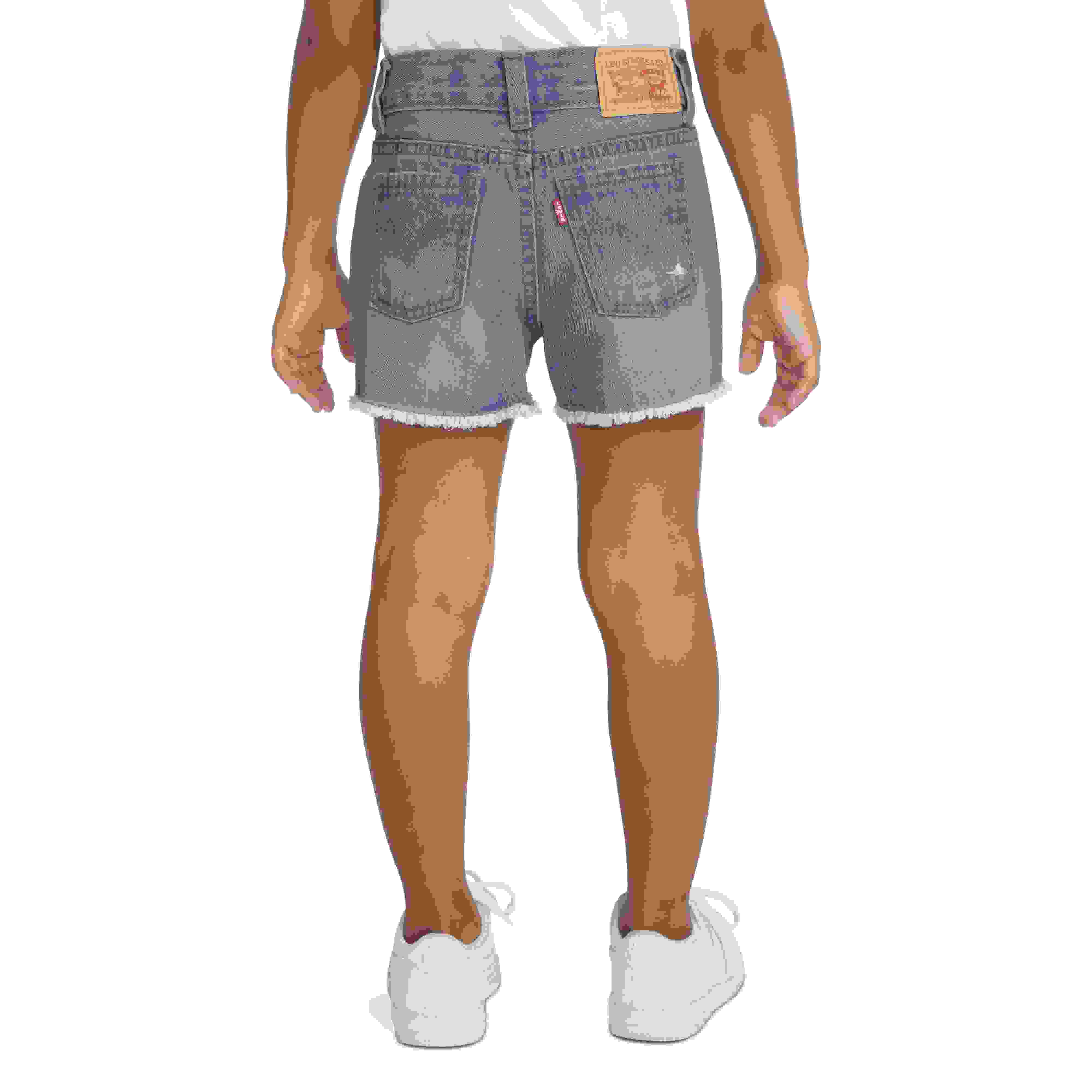 Levi's Girlfriend Fit Distressed Toddler Girls' Light Wash Denim Shorty Shorts